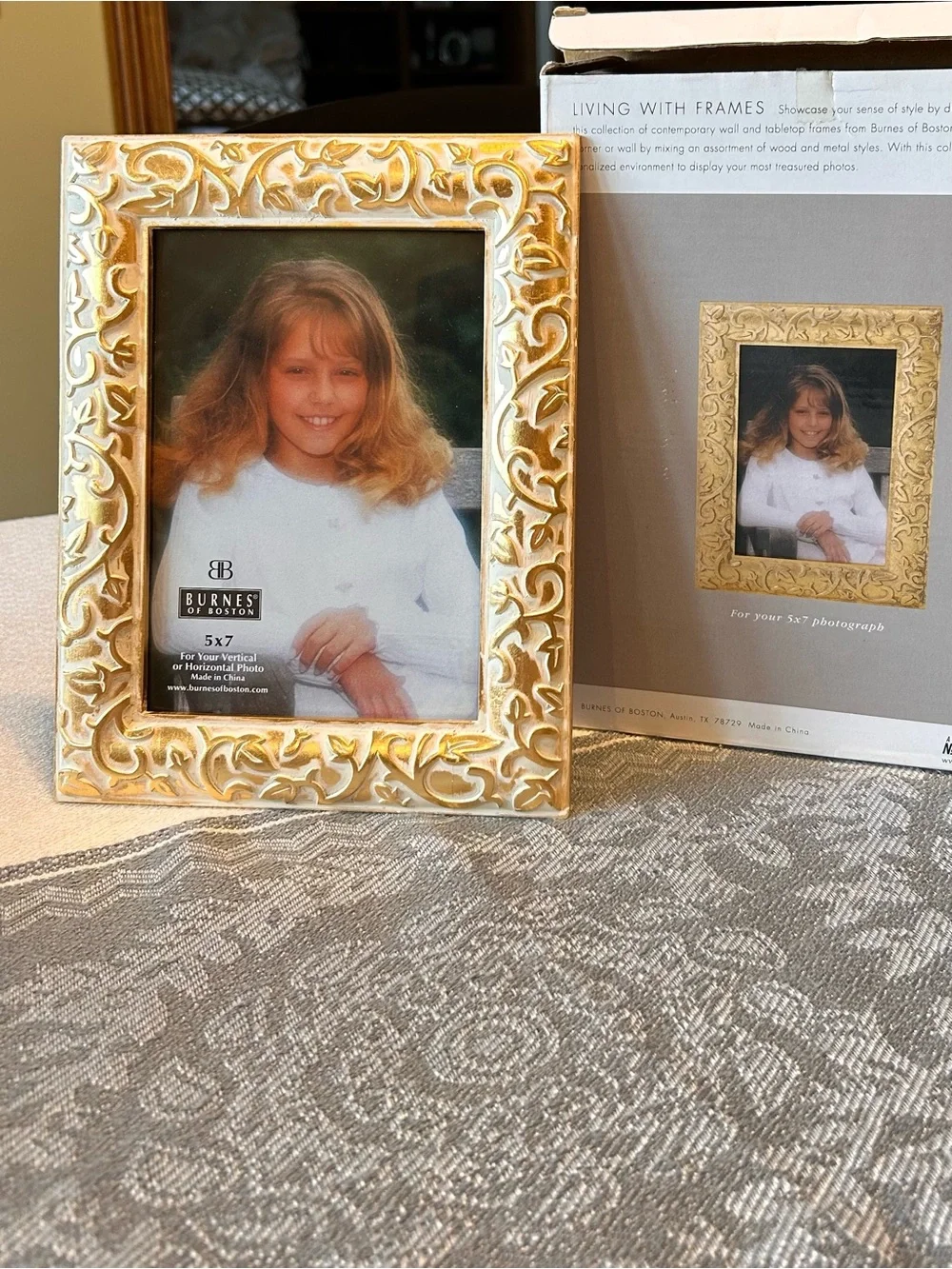 Burnes Of Boston Gold and Cream Ornate Scroll Picture Frame